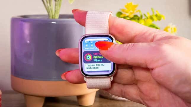 An Apple Watch Series 9 with notifications for health and medication 
