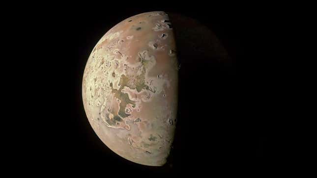 The north polar region of the Jovian moon Io shown in this image taken on October 15 by NASA’s Juno.