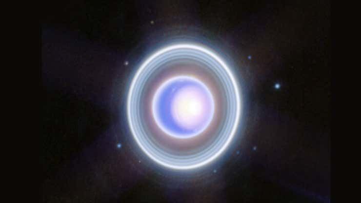 Image for Uranus Is Luminous and Ringed in New Webb Telescope Image